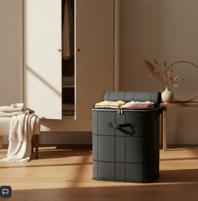 LuxeFold™ Wardrobe Storage Box – Black