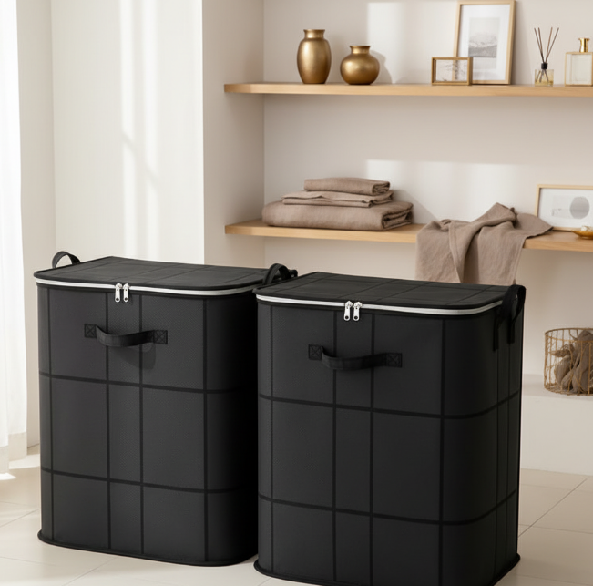 LuxeFold™ Wardrobe Storage Box – Black
